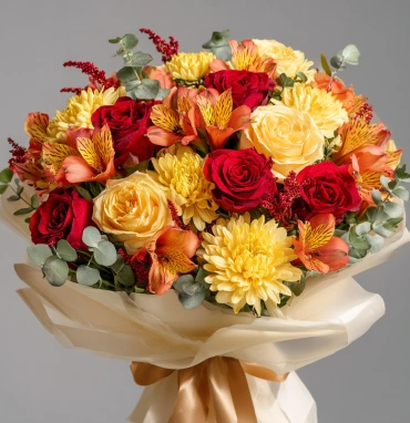 Букет с хризантемами «Огни сентября»