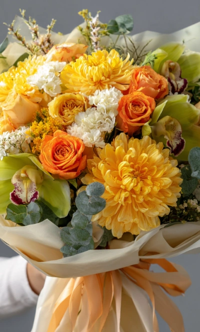 Букет с хризантемами «Классика тепла»