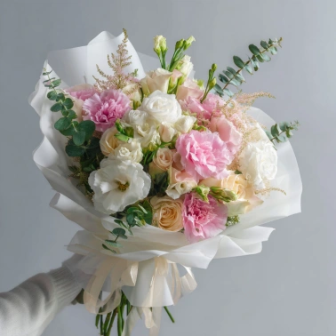 Букет с эустомами «Мягкое прикосновение»