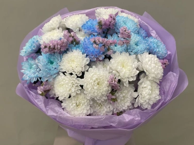 Монобукет из Хризантем «Небесная радость»