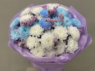 Монобукет из Хризантем «Небесная радость»