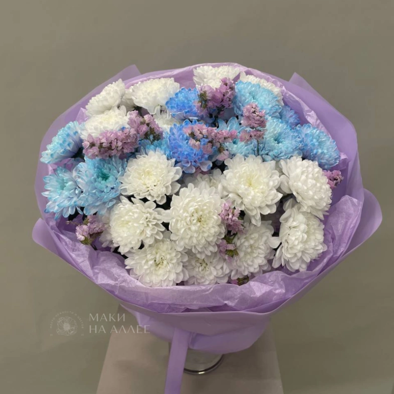 Монобукет из Хризантем &laquo;Небесная радость&raquo;