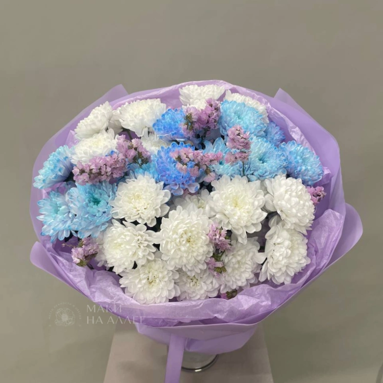 Монобукет из Хризантем &laquo;Небесная радость&raquo;