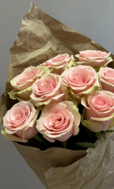 монобукет из 9 нежных роз