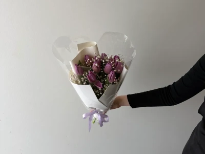 Букет с тюльпанами «Фиолетовое облако»