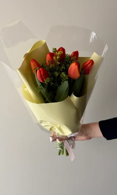 Букет с тюльпанами «закат»