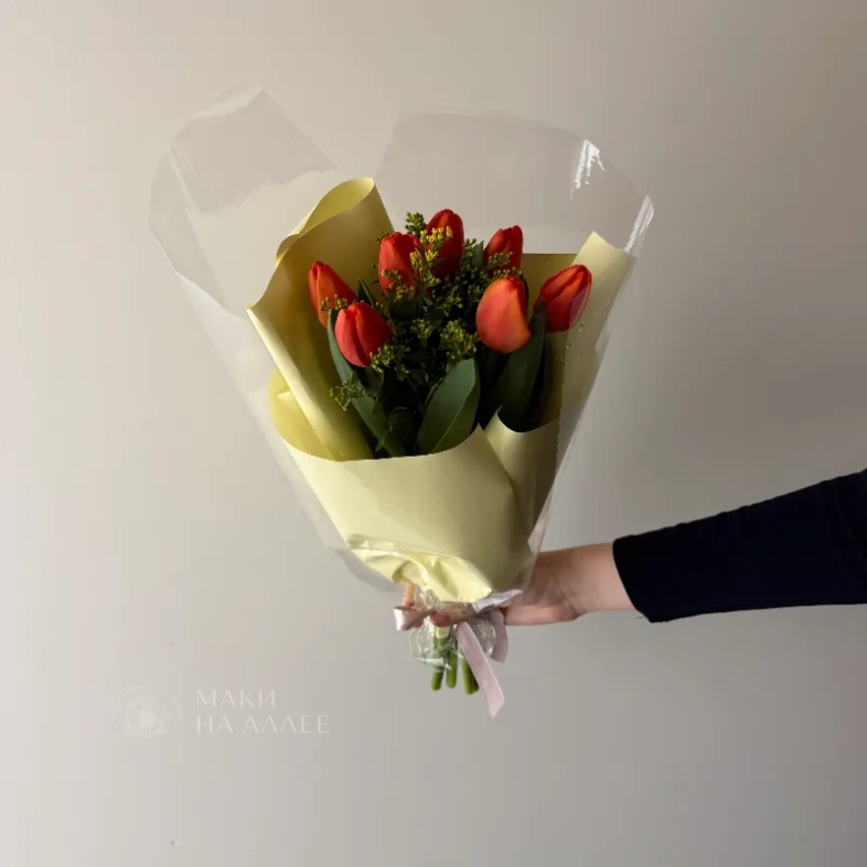 Букет с тюльпанами &laquo;закат&raquo;