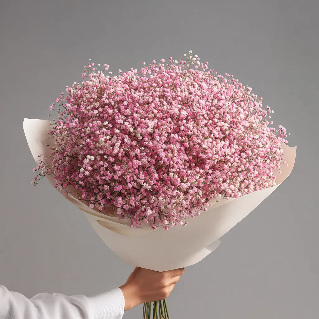 Монобукет из розовой гипсофилы