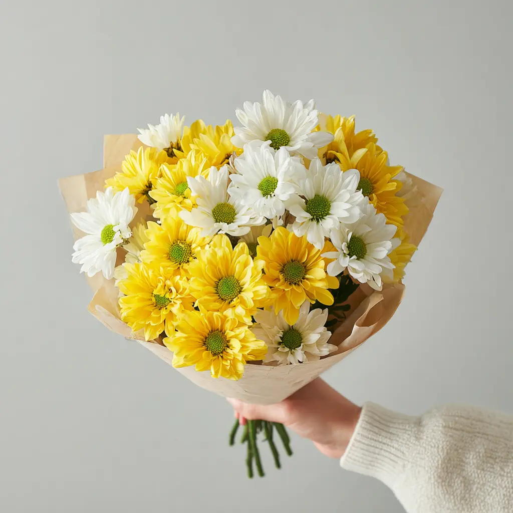 Монобукет из хризантем «Лучик солнца»