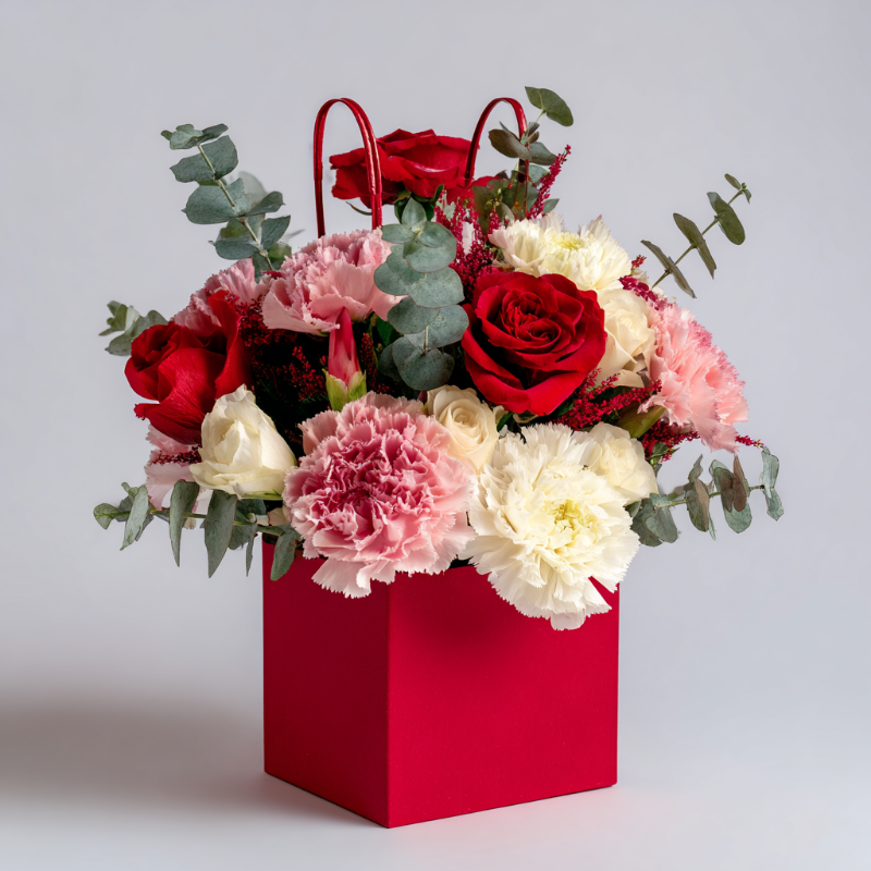 Композиция в сумочке «Цветы в ритме города»